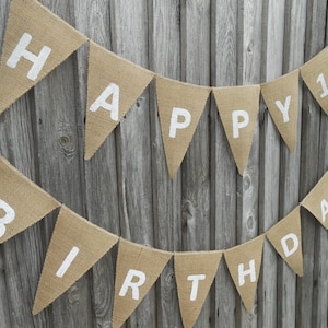 1ère bannière d’anniversaire Joyeux anniversaire Signe d’anniversaire Joyeux anniversaire Bannière de toile de jute 1er anniversaire Garçon Bannière 1er anniversaire Fille Bannière