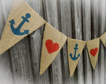 Beach Wedding Nautical Anchor Banner Nautical Banner Nautical Bunting Beach Garland Wedding Banner Bridal Shower Banner