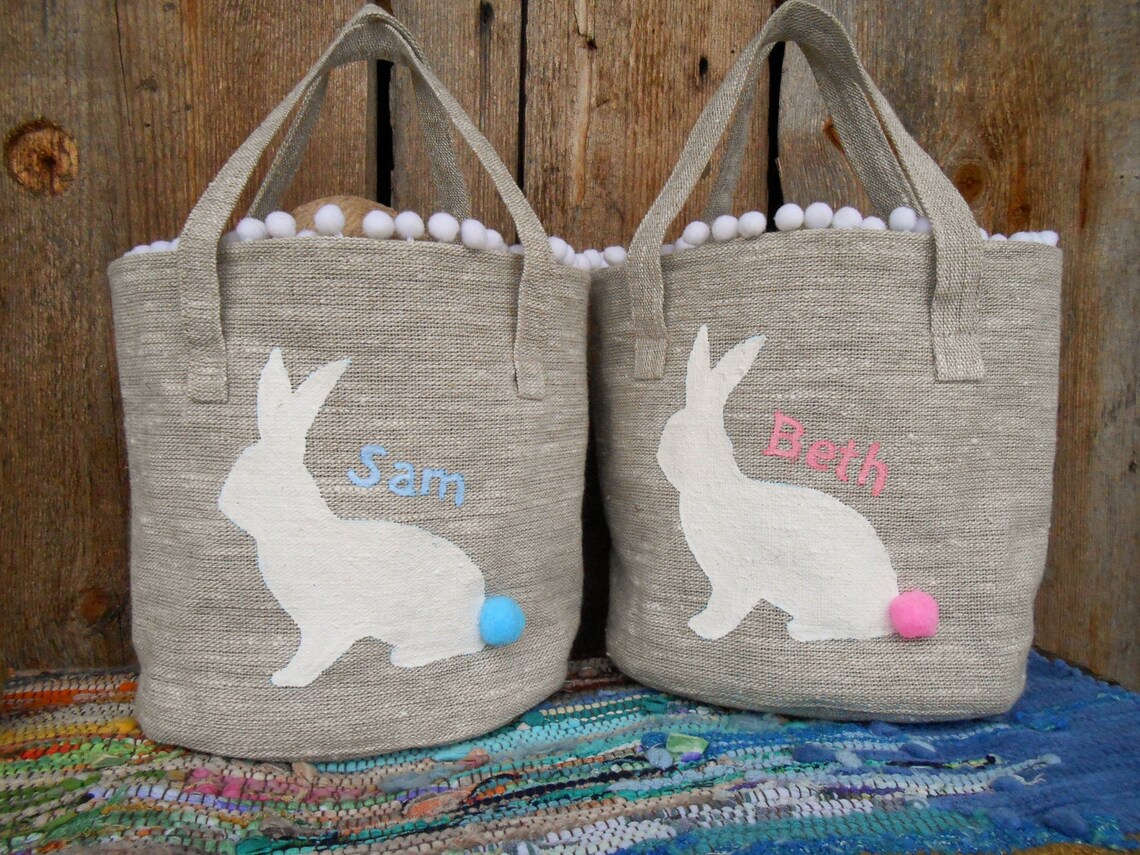 Personalized Easter Basket Burlap Easter Basket Easter Basket Etsy