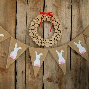 Easter Bunny Burlap Banner Easter Decoration Easter Banner Easter Garland Easter Bunting Easter Decor Bunny Garland Bunny Banner Easter Gift image 2