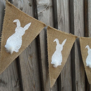 Easter Bunny Banner Easter Garland Easter Burlap Banner Easter Banner Easter Decor Burlap Bunting Rustic Easter Burlap Garland Bunny Garland