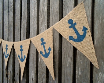 Decoración de ancla, decoración náutica, decoración de playa, banderines de ancla, pancarta de ancla, boda en la playa, decoraciones náuticas para baby shower, pancarta de ancla náutica