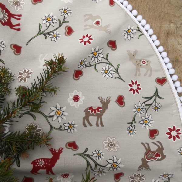 Swedish Fabric Christmas Tree Skirt Nordic Christmas Swedish Christmas Decor Christmas Ornament Scandinavian Christmas Scandinavian Fabric