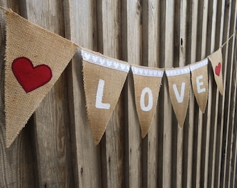 Love Banner Lace Banner Wedding Decor Love Bunting Wedding Garland Valentines Day Decor Valentines Day Banner Wedding Banner