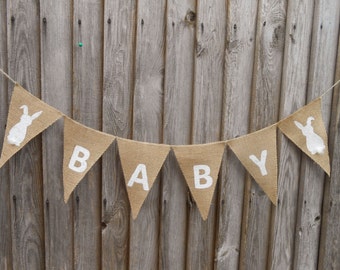 Baby Shower Decor Baby Anniversary Banner Baby Shower Bunting Baby Shower Banner Nursery Banner Baby Banner Burlap Banner Burlap Bunting