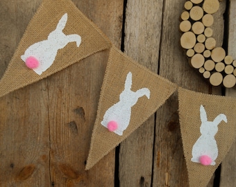 Easter Bunny Burlap Banner Easter Decoration Easter Banner Easter Garland Easter Bunting Easter Decor Bunny Garland Bunny Banner Easter Gift
