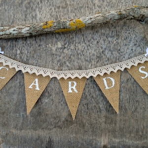 Wedding Cards Banner Wedding Reception Banner Burlap Wedding Cards Bunting Wedding Cards Sign Shower Cards Banner Lace Cards Banner image 5