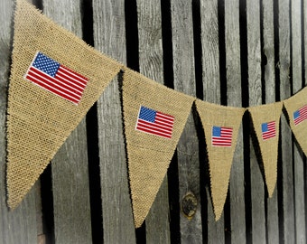 American Flag Banner Patriotic Banner Independence Day Banner Patriotic Bunting 4th of July Banner Garland Patriotic Decor