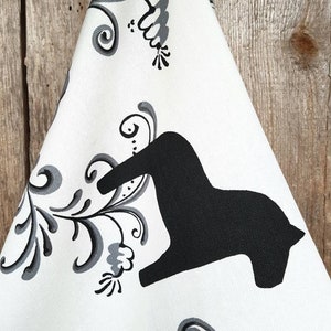 Swedish Horse Kitchen Towel Dala Horse Tea Towel Scandinavian Folk Art Dish Towel Dala Horse Towel Gift For Horse Lover Christmas Gift