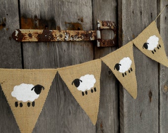 Sheep Banner Lamb Banner Easter Banner Lamb Bunting Nursery Banner Baby Shower Banner Sheep Decor Lamb Decor Easter Decor Christening Banner