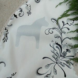 Swedish Dala Horse Fabric Christmas Tree Skirt Swedish Fabric Swedish Christmas Nordic Christmas Swedish Christmas Decor Christmas Ornament image 4