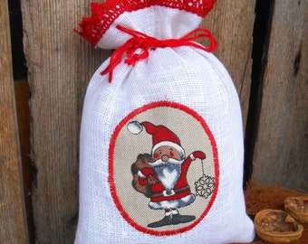 Svedese Natale Dio Jul Sack Borsa regalo di Natale Scandinavian Santa Sack Linen Gift Bag Borsa di Natale Gnome Elfo Tomte Nisse Confezione regalo