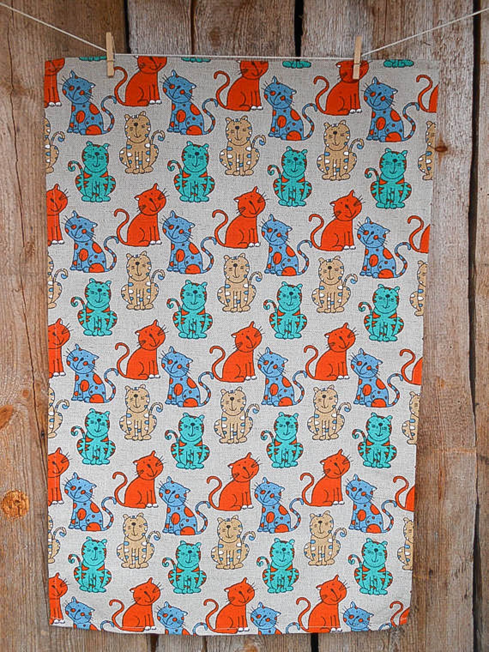 Cat Towel Kitten Towel Cat Lovers Gift Cat Gift Linen Tea Etsy