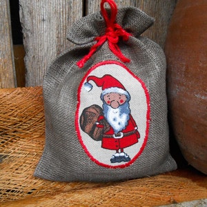 Scandinavian Christmas Gift Bag Holiday Gift Bag Santa Sack Linen Gift Bag Christmas Bag Gnome Elf Tomte Nisse Gift Wrap Swedish Christmas