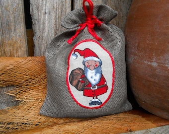 Borsa regalo di Natale scandinava Borsa regalo per le vacanze Babbo Natale Borsa regalo di lino Borsa regalo di Natale Gnome Elfo Tomte Nisse Confezione regalo Svedese Natale