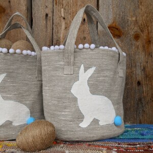 Easter Basket Burlap Easter Basket Easter Bunny Basket Personalized Easter Basket Easter Decor Egg Hunt Basket Rustic Easter Easter Rabbit