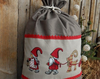 Sacco di Babbo Natale personalizzato Borsa regalo di Natale personalizzata Regalo di Natale scandinavo svedese Sacco di Natale scandinavo personalizzato