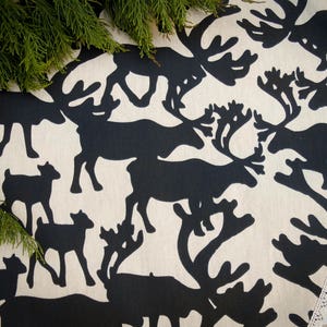 Deer Christmas Tree Skirt Reindeer Christmas Tree Skirts Scandinavian Fabric Deer Decor Christmas Deer Swedish Fabric Christmas Tree Skirt