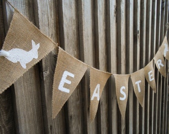 Easter Garland Easter Bunny Banner Easter Burlap Banner Easter Banner Easter Decor Burlap Bunting Rustic Easter Burlap Garland