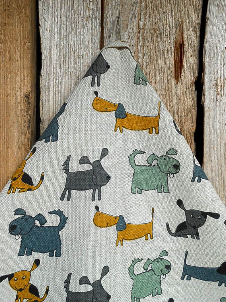 Dog Towel Linen Towel Dog Gift Dog Decor Linen Tea Towel Hand Towel Kitchen Towel Dish Towel Linen Tea Towel With Dog Christmas Gift image 1