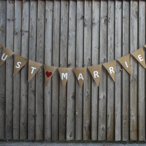 Just Married Banner Wedding Banner Just Married Bunting Wedding Decor Burlap Banner Burlap Wedding Garland Just Married Sign