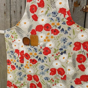Womens Aprons Cooking Apron Linen Apron Kitchen Apron Poppy Apron Utility Apron With Pockets Meadow Apron Christmas Gift For Mom Mother Day