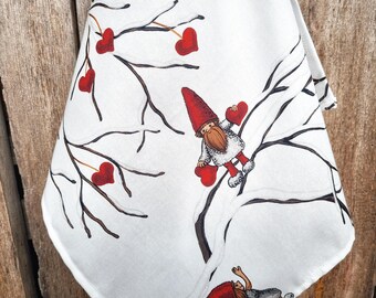 Strofinaccio da cucina svedese Tomte in lino – Decorazione natalizia scandinava e idea regalo