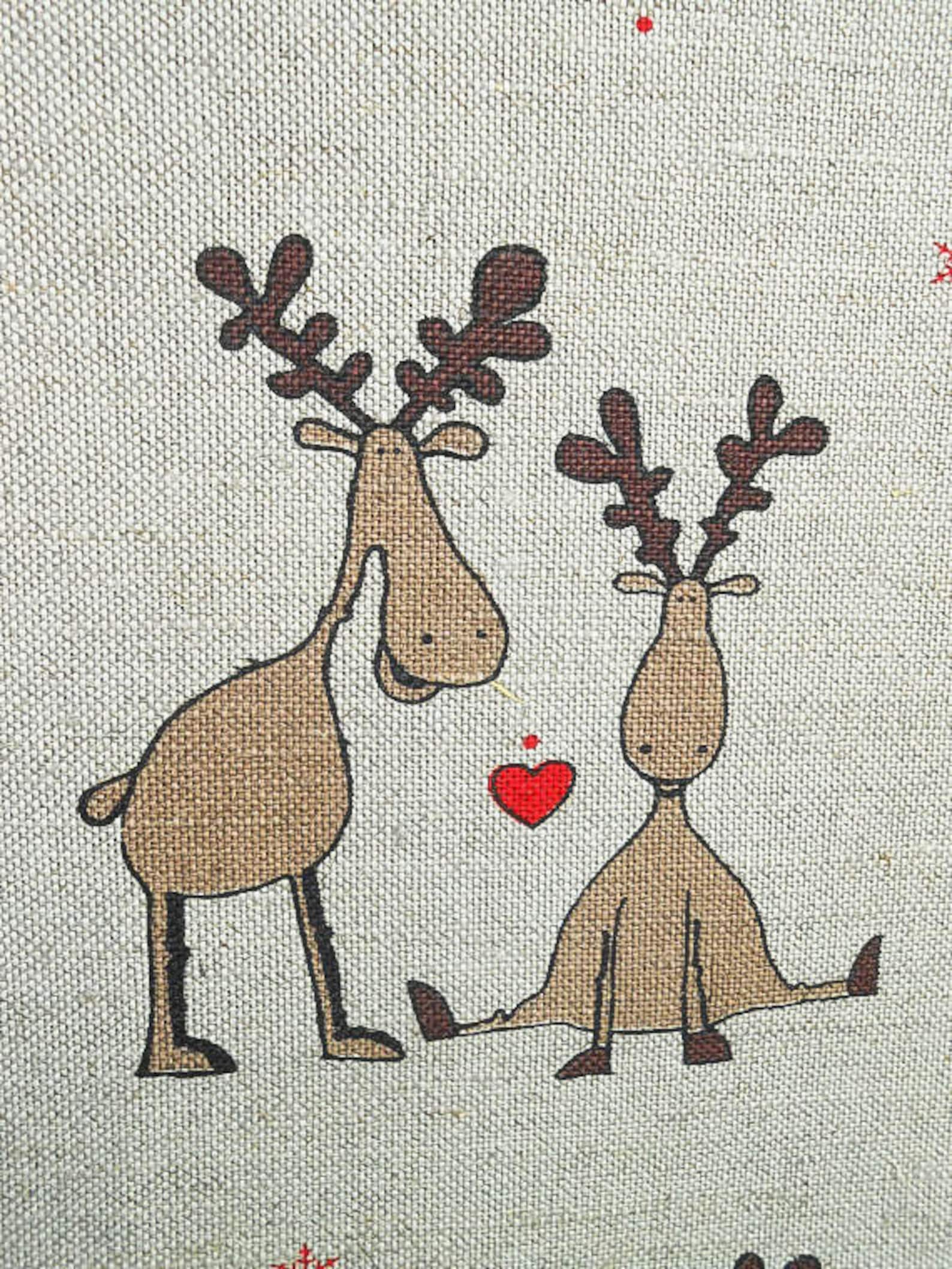 Christmas Towel Christmas Deer Love Reindeer Tea Towel Hand Etsy