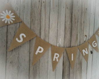 Spring Banner Spring Bunting Easter Decor  Burlap Banner Burlap Bunting Easter Banner Easter Garland Spring Garland  Spring Decor