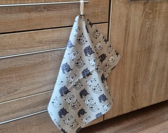 Strofinaccio in lino a forma di pecora – Decorazione rustica per la cucina in stile fattoria, regalo naturale per mamma, nonna o amanti delle pecore