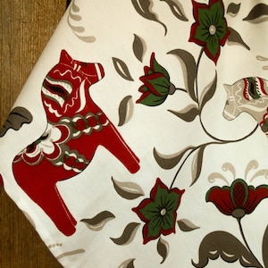 Dala Horse Tea Towel Scandinavian God Jul Dala Horse Towel Gift For Horse Lover Christmas Gift Swedish Horse Kitchen Towel Swedish Fabric