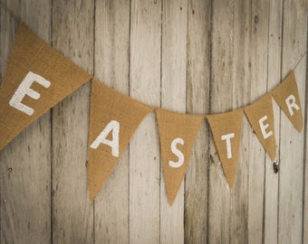 Burlap Easter Bunting Easter Decor Easter Garland Easter Bunting Burlap Garland Spring Decor Easter Sign Bunny Banner Burlap Easter Banner