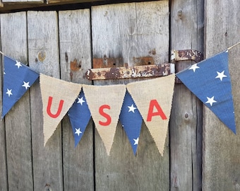 Independence Day Banner Patriotic Banner American Flag Banner Patriotic Bunting 4th of July Banner Garland Patriotic Decor 4th of July Decor