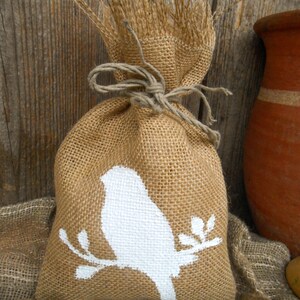 Easter Gift Bag Bird Gift Bag Gift Sack Burlap Favor Bag Burlap Bag Candy Bag Treat Bag Easter Decoration Burlap Gift Bag Rustic Gift Bag image 3