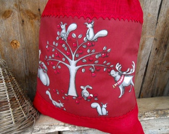 Swedish Christmas Large Christmas Gift Sack Santa Sack Scandinavian Christmas Gift Bag Woodland Christmas Deer Decor Personalized Santa Sack