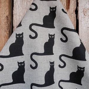 Black Cat Halloween Decor Halloween Cat Halloween Towel Tea Towel Kitchen Towel Black Cat Towel Gift Cat Lovers Gift Black Cat Linen Towel image 1