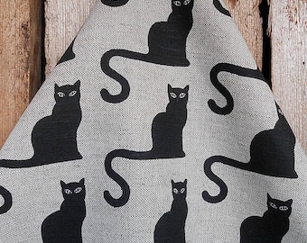 Black Cat Halloween Decor Halloween Cat Halloween Towel Tea Towel Kitchen Towel Black Cat Towel Gift Cat Lovers Gift Black Cat Linen Towel