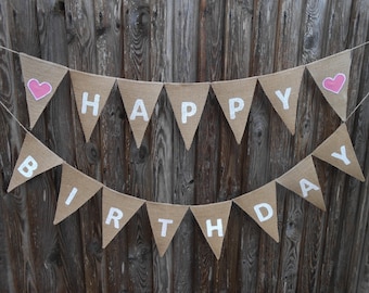 Happy Birthday Banner 1st Birthday Banner Birthday Boy Banner Happy Birthday Sign Birthday Party Decorations Party Decor Burlap Banner