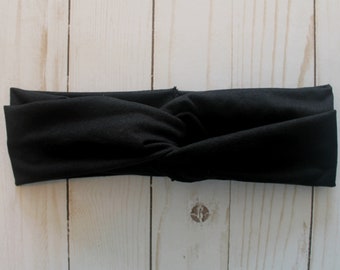 Bandeau Turban adulte, bandeau en tricot à boucle torsadée noire, accessoires Boho, bandeau en tissu doux pour femme