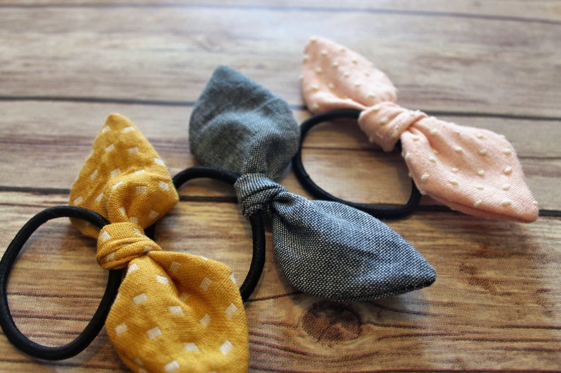 Bow Hair Tie Fabric Hair Bow Elastic Hair Tie With Bow Set Etsy