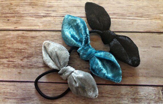 Bow Hair Tie Fabric Hair Bow Elastic Hair Tie With Bow Set Etsy