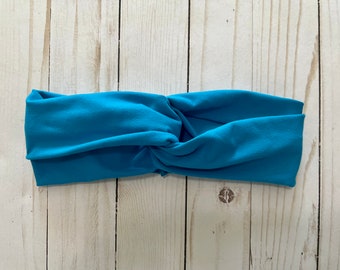 Bandeau Turban adulte, bandeau en tricot à boucle torsadée bleu vif, accessoires Boho, bandeau en tissu doux pour femme