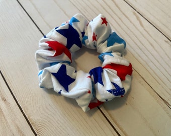 Star Scrunchie, Patriotic Hair Accessory, Red White and Blue Hair Tie