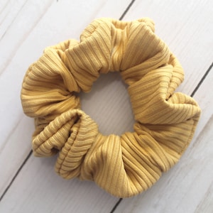 Scrunchie, Mustard Yellow Hair Accessory, Rib Knit Scrunchie