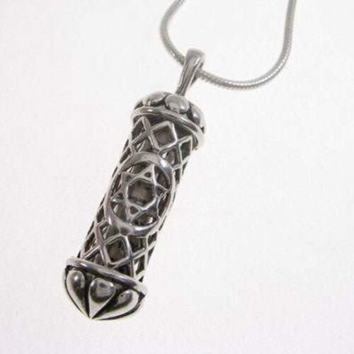 Sterling Silver outlet Filigree Mezuzah Necklace