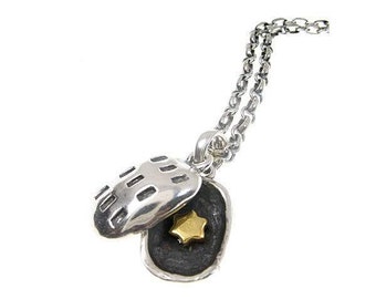 Sterling Silver Two-tone Hidden Star Of David Necklace