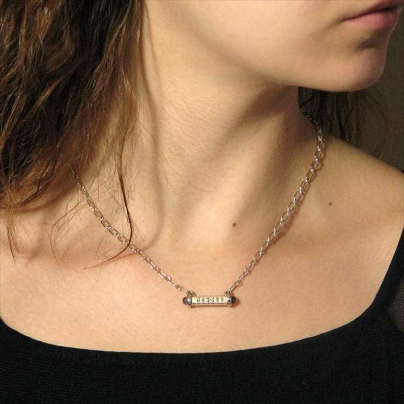 Sterling Silver Horizontal Mezuzah Necklace - Etsy