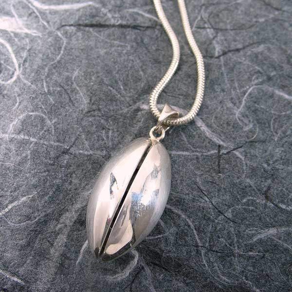 Silver Pistachio-Shaped 2 Pictures Locket