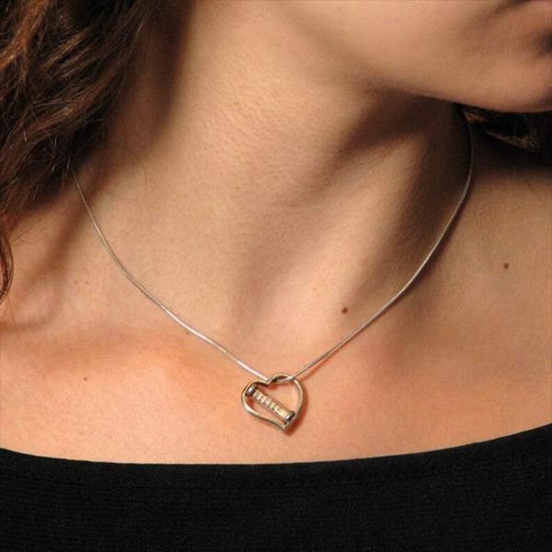 Sterling Silver Heart Mezuzah Necklace - Etsy