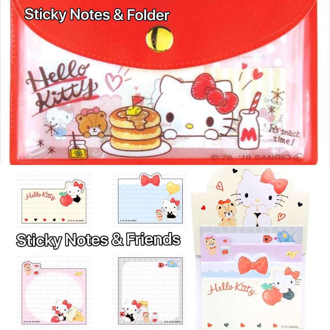 Hello Kitty Sticky Notes Cute Memo Stationery with a folder Etsy